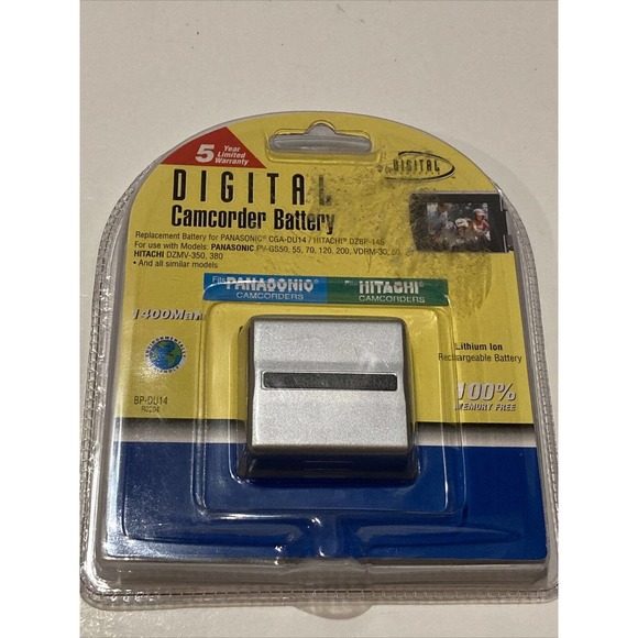 Digital Camcorder Replacement Battery - Panasonic, Hitachi - 1400mAh 7.4V - Picture 1 of 3